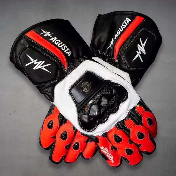 Leather Motorcycle Riding Gloves Agusta 2021-Motorcycle Race Suit