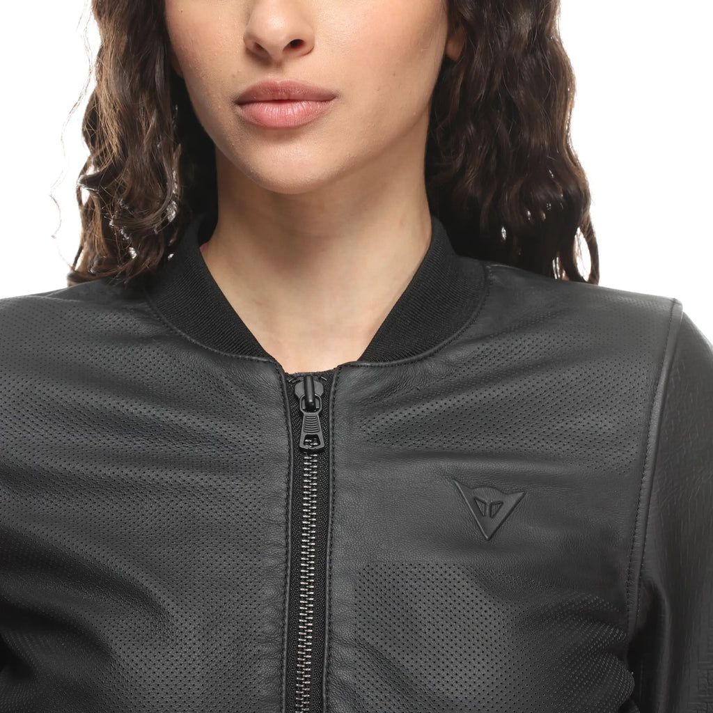 ACCENTO - WOMEN'S MOTORCYCLE PERFORATED LEATHER JACKET-Motorcycle Race Suit