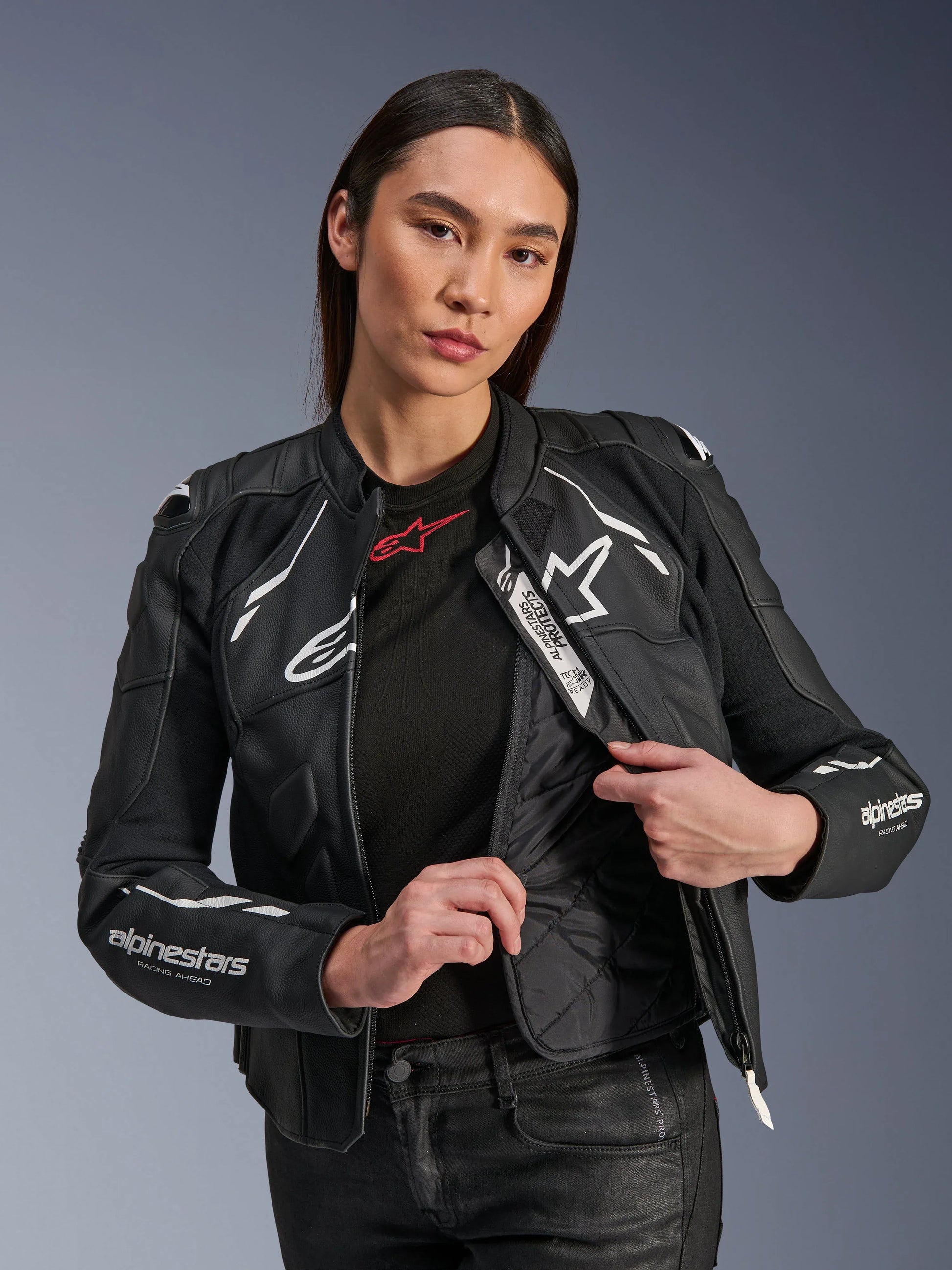 Woman Stella Dusk Leather Jacket-Motorcycle Race Suit
