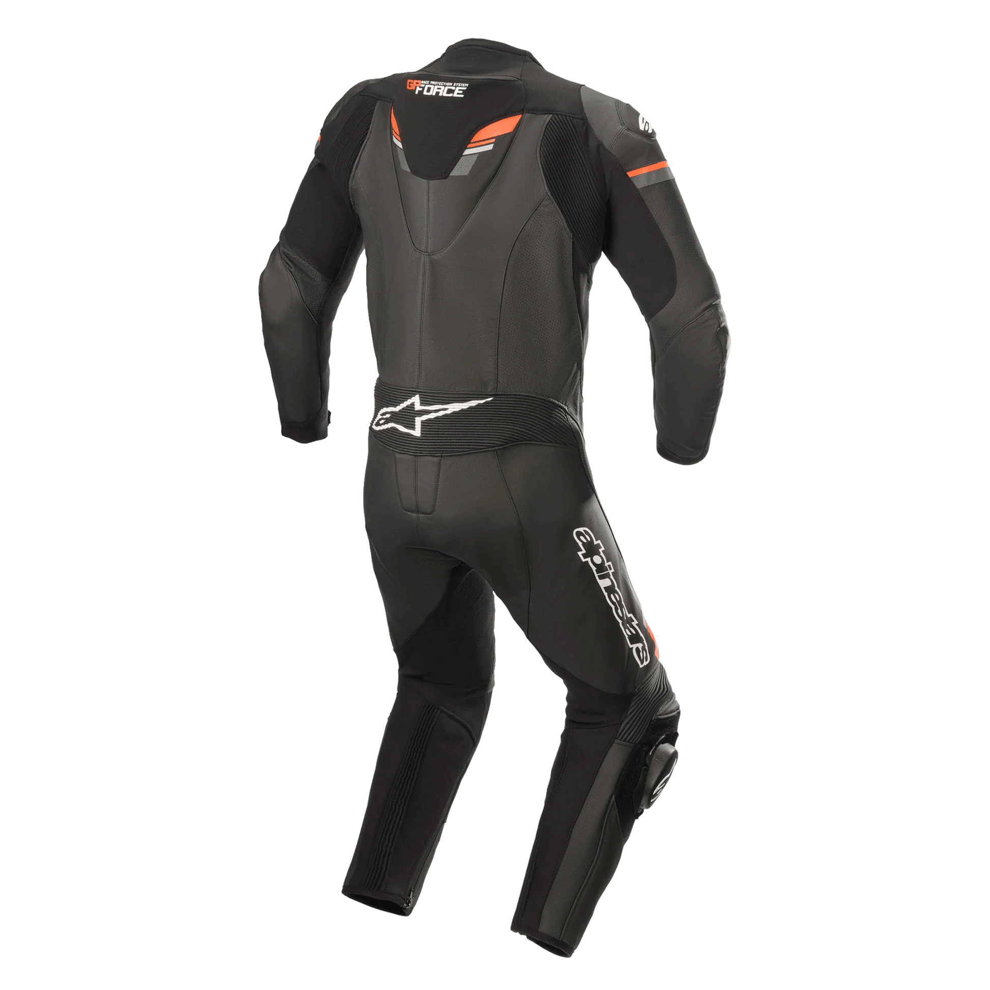 MRS black alpinestar fire suit motorcycle racing suit with protective padding and aerodynamic design