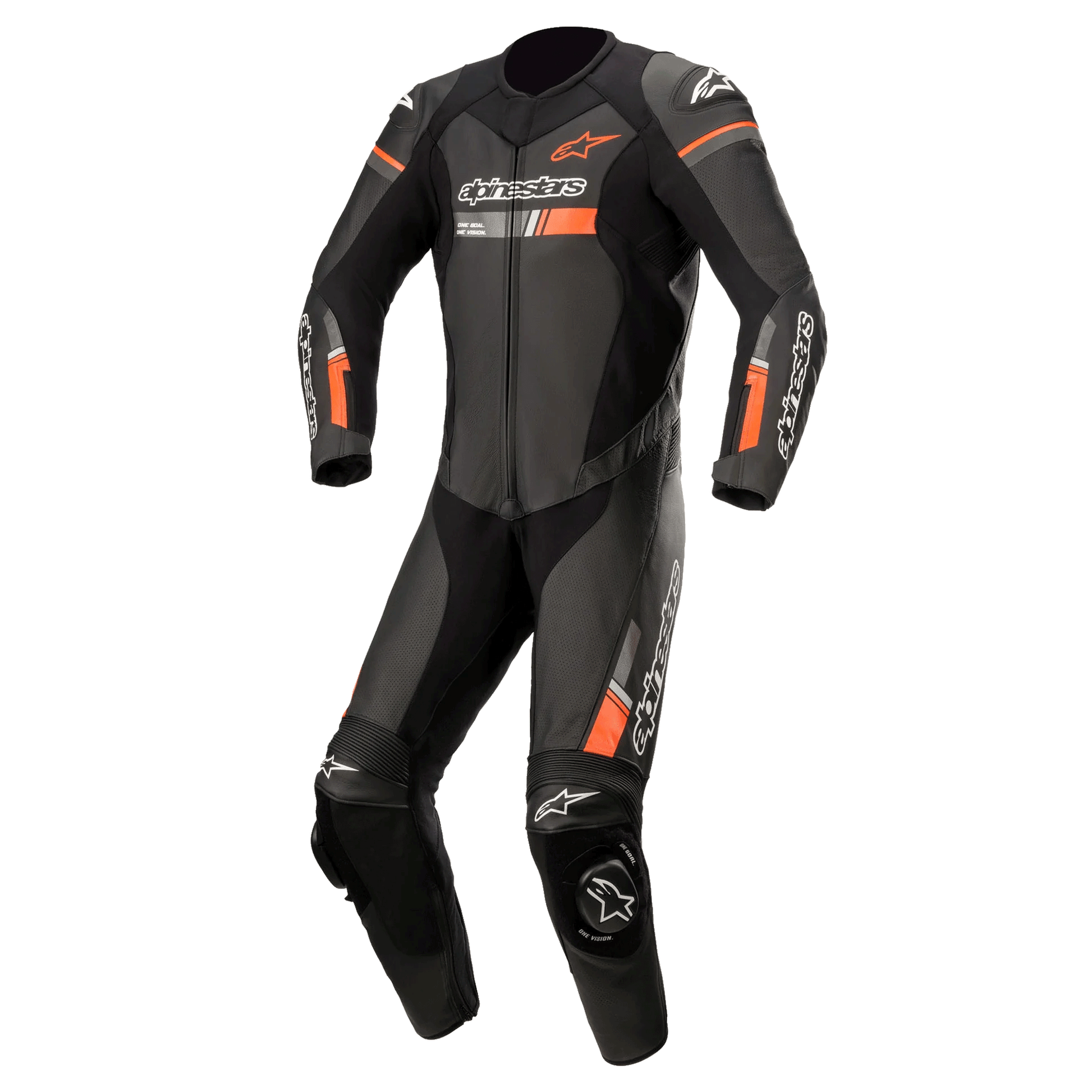 MRS Alpinestar fire suit black and orange motorcycle racing suit with protective padding