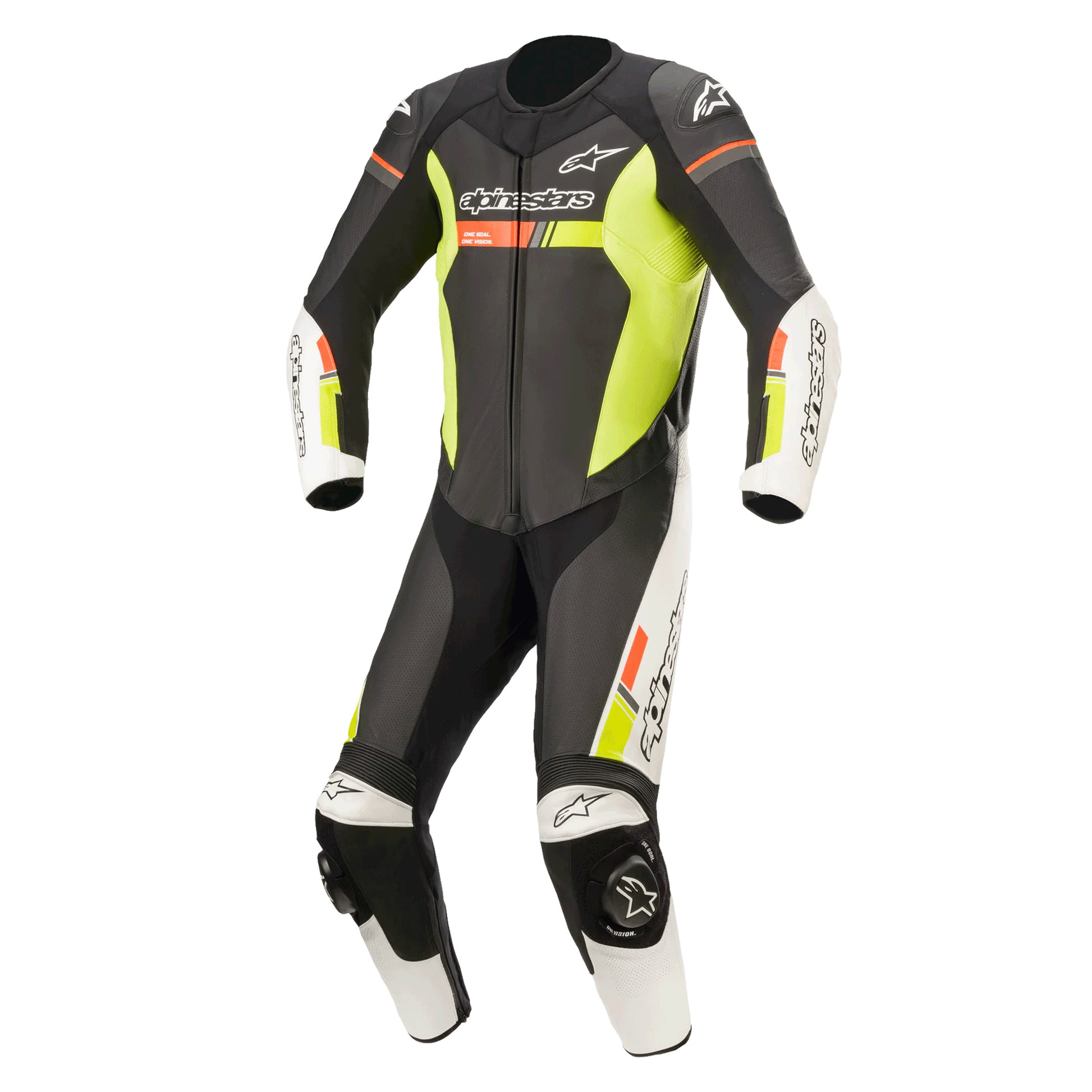 MRS alpinestar fire suit motorcycle racing suit with black white and neon yellow panels