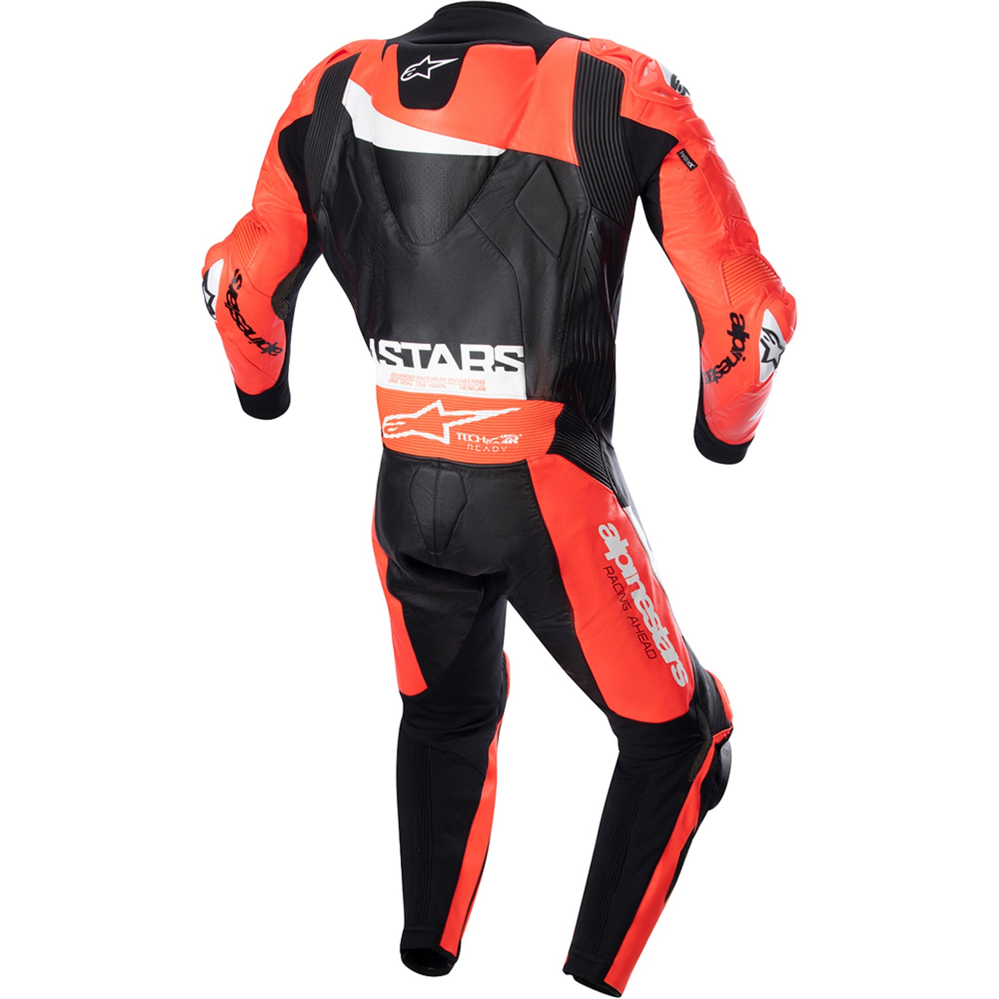 MRS alpinestar racing suit black and red motorcycle racing suit with protective padding and logo