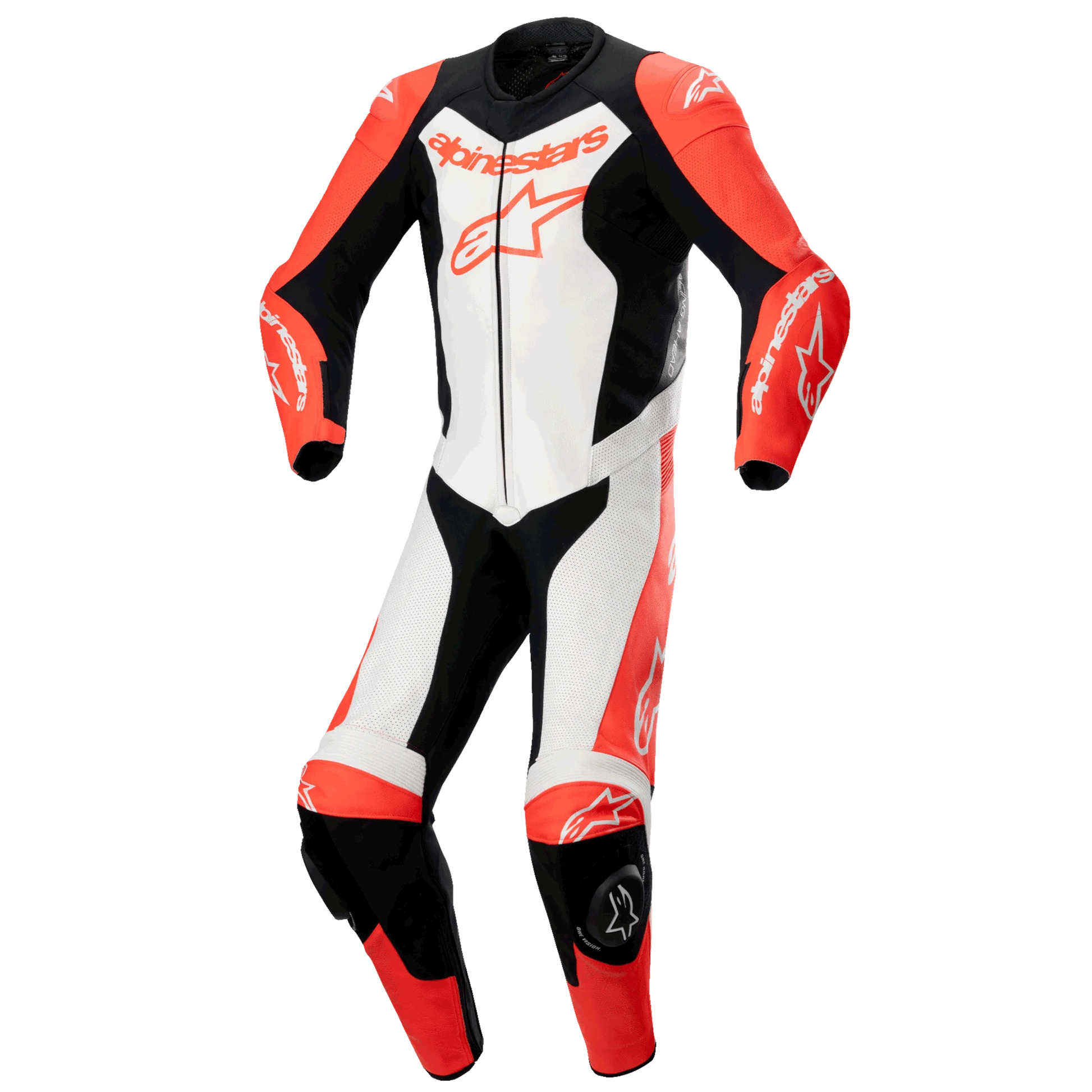 MRS alpinestar racing suit in white black and red motorcycle leather suit gear with protective padding