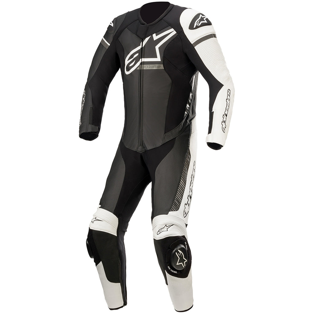 MRS Alpinestars GP force phantom leather suit black and white motorcycle racing suit