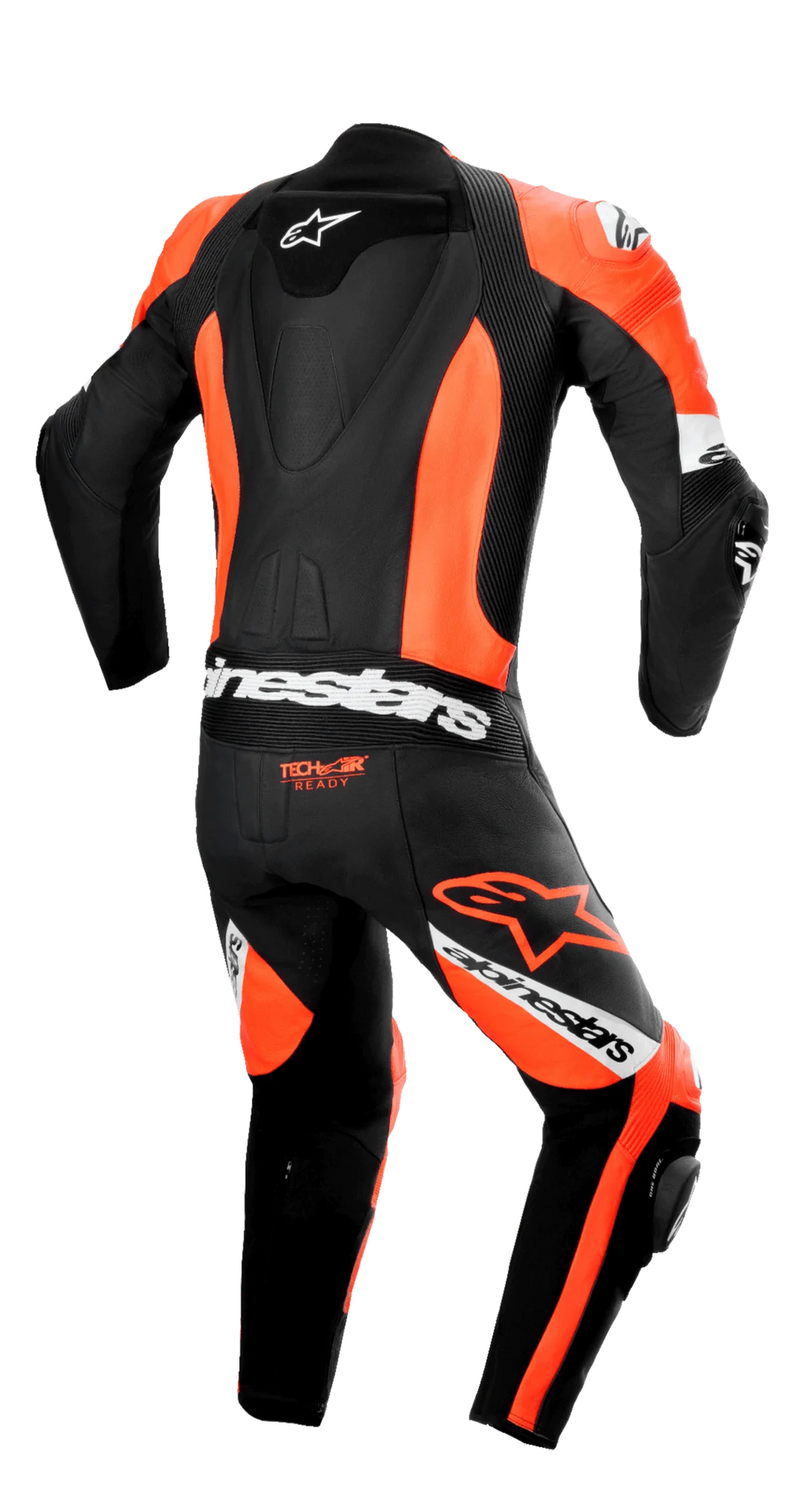 MRS alpinestars missile v2 race suit in black and orange motorcycle racing suit with protective features