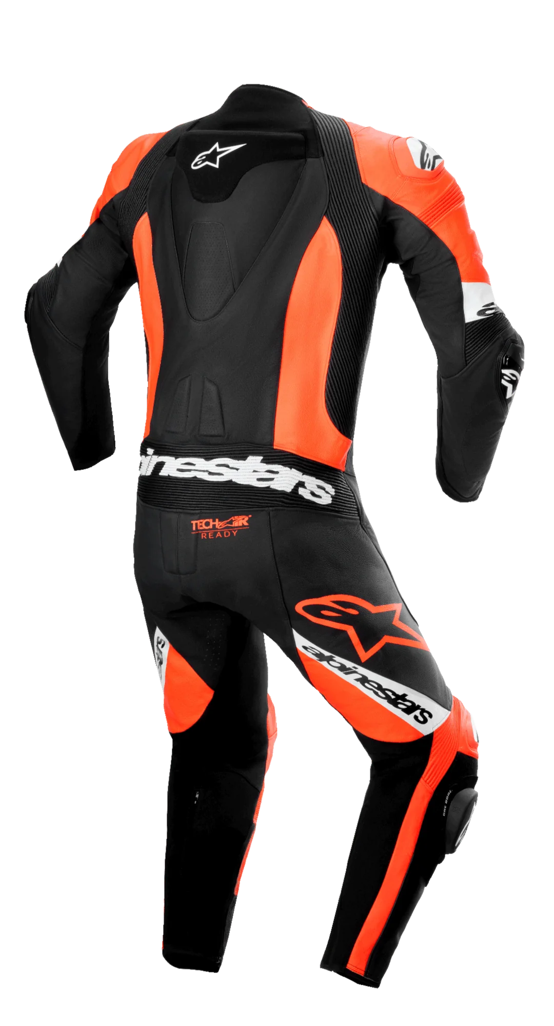 MRS alpinestars missile v2 race suit in black and orange motorcycle racing suit with protective features