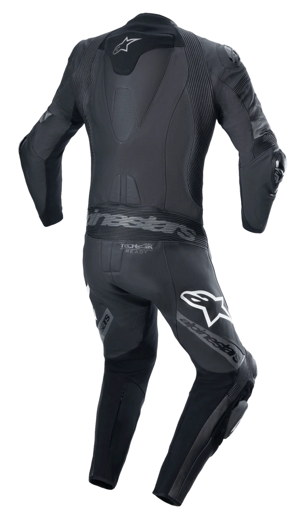 Black MRS alpinestars missile v2 race suit motorcycle racing suit with protective padding and logos