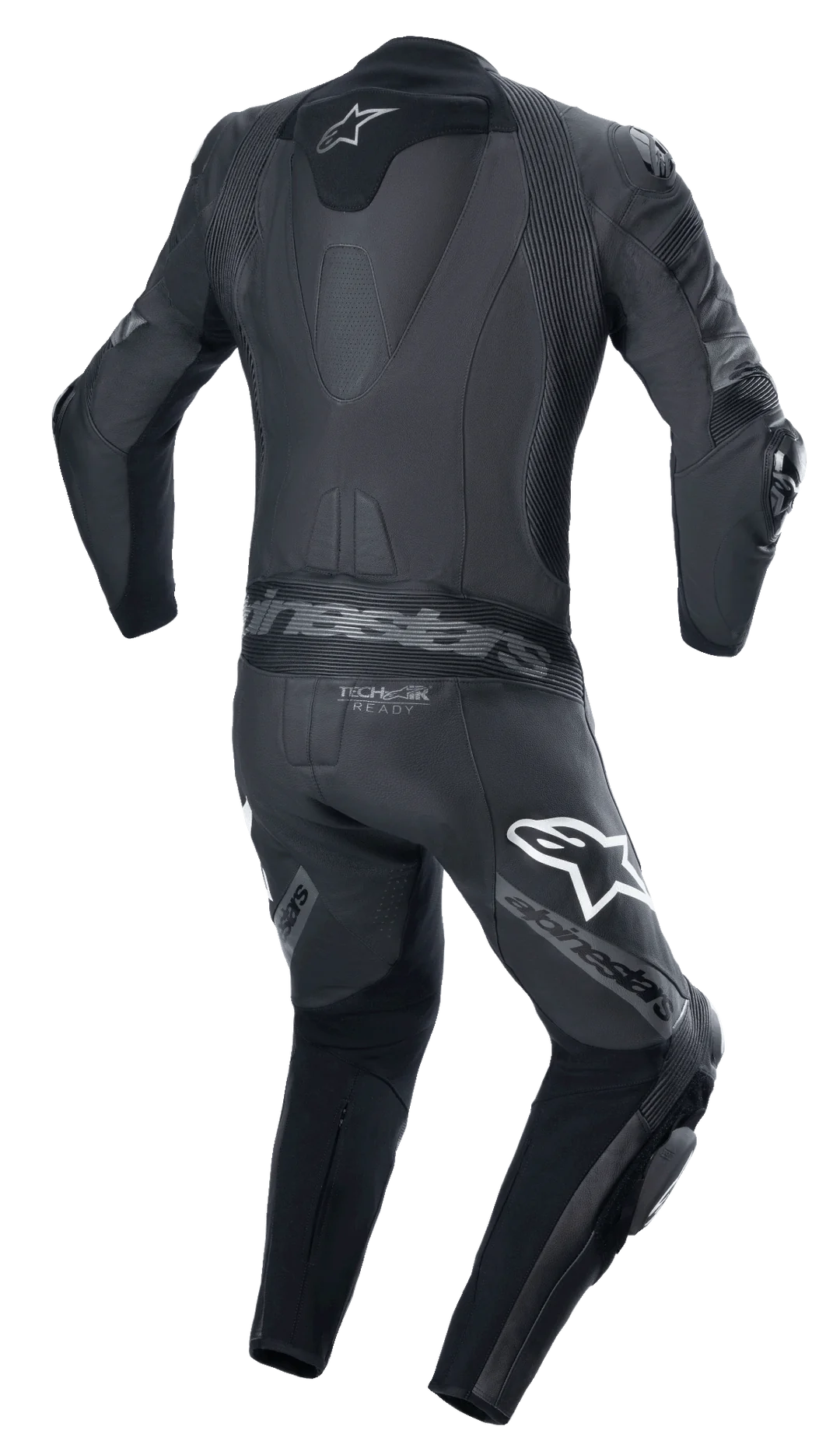 Black MRS alpinestars missile v2 race suit motorcycle racing suit with protective padding and logos