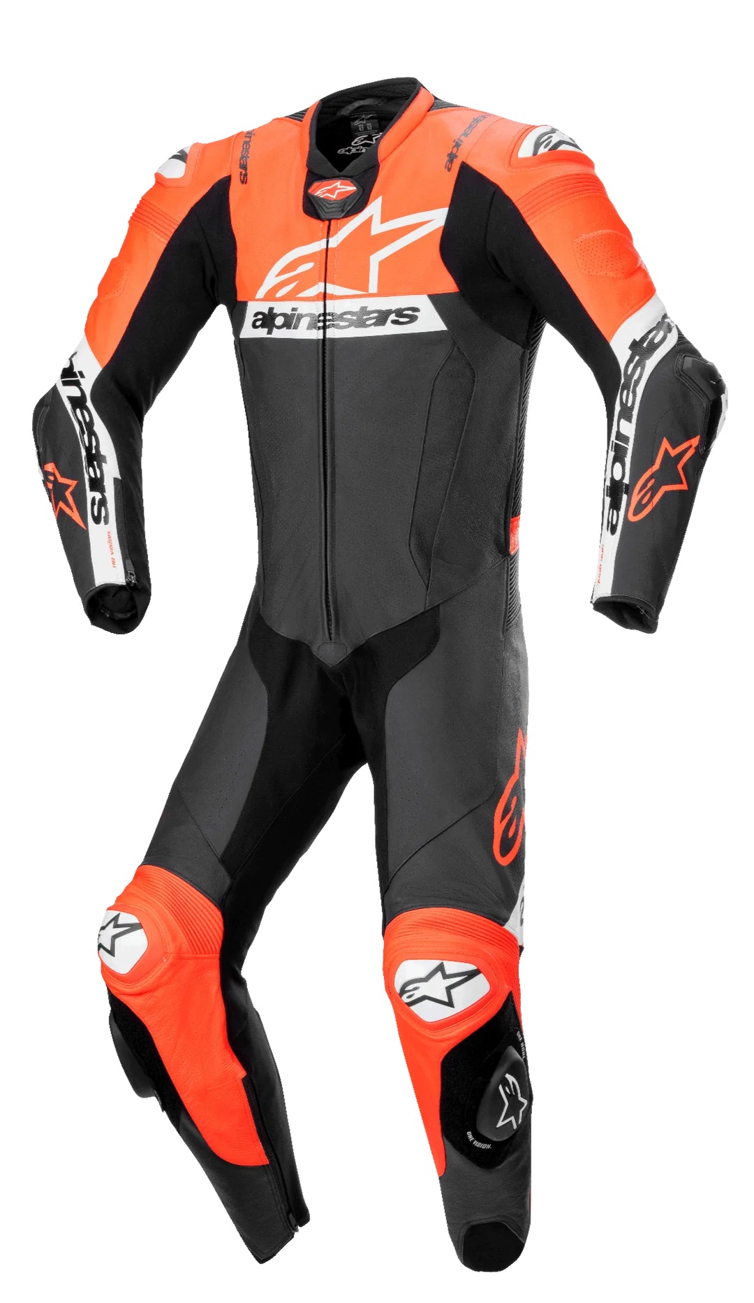 MRS alpinestars missile v2 race suit in black orange with protective armor for motorcycle racing