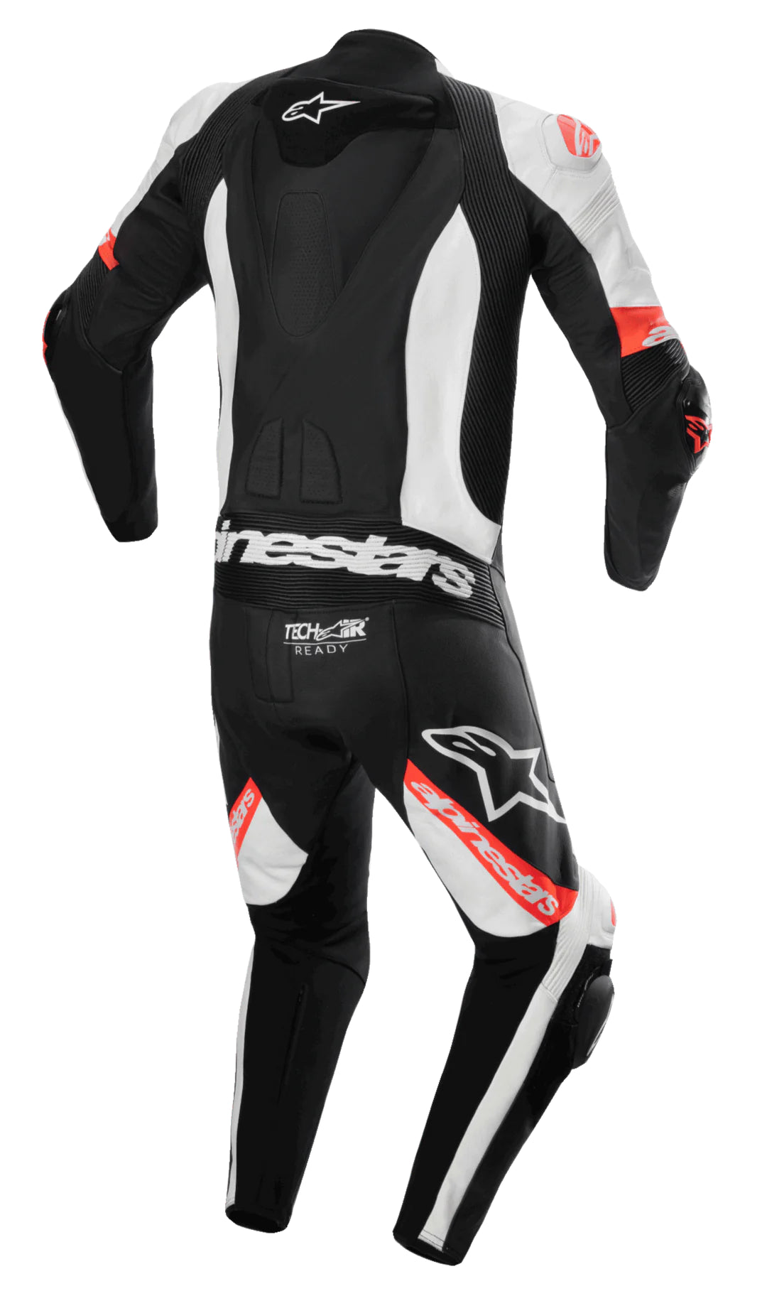 Alpinestars Missile V2 race suit by MRS black white and red motorcycle racing suit rear view