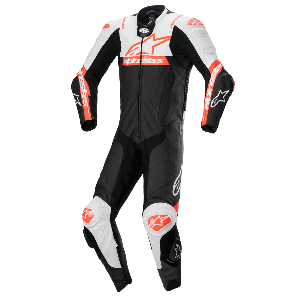 MRS alpinestars missile v2 race suit black white and red motorcycle racing suit
