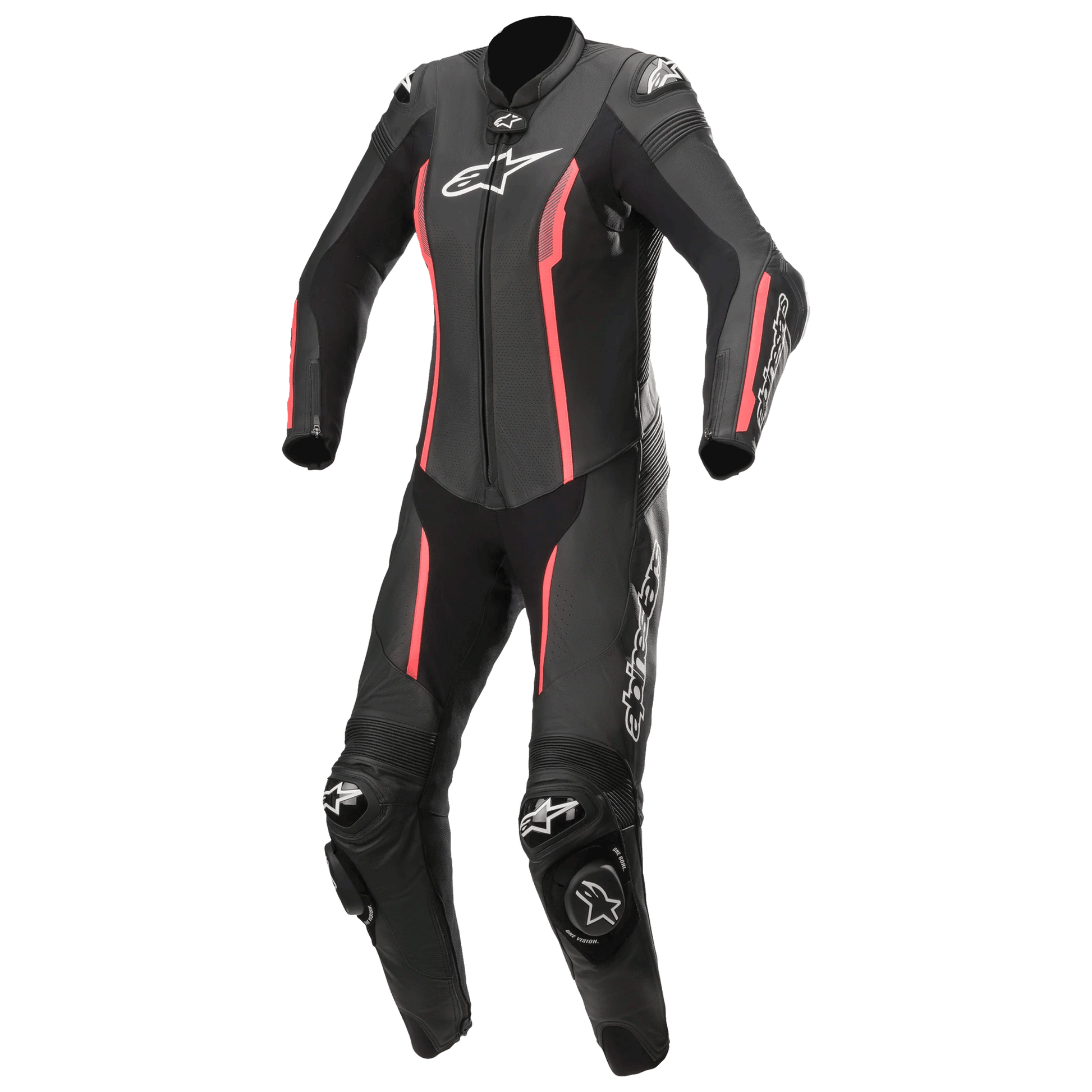 Alpinestars Stella Missile V2 motorcycle racing suit in black with red accents by MRS