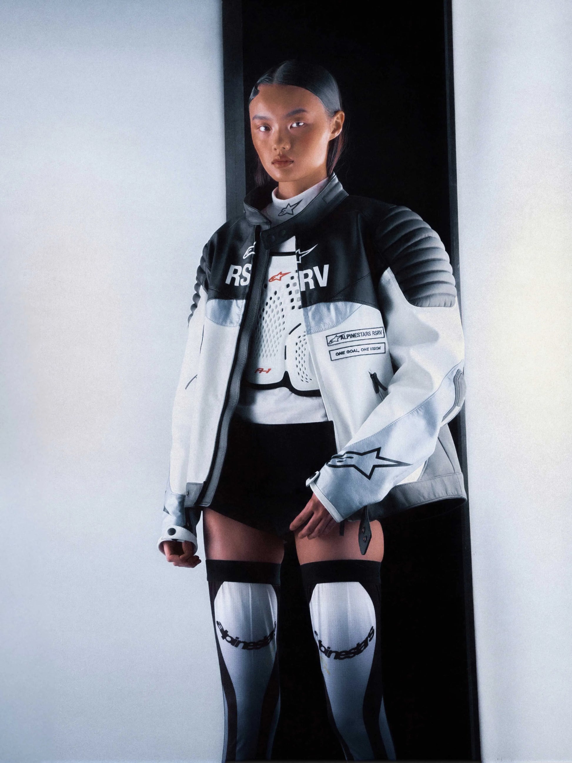 RSRV Threadline Leather Jacket Unisex-Motorcycle Race Suit