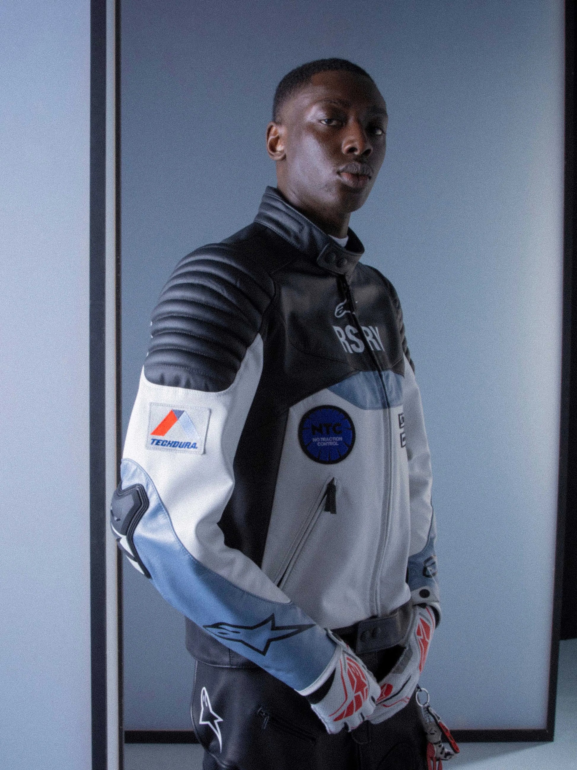 RSRV Threadline Leather Jacket Unisex-Motorcycle Race Suit