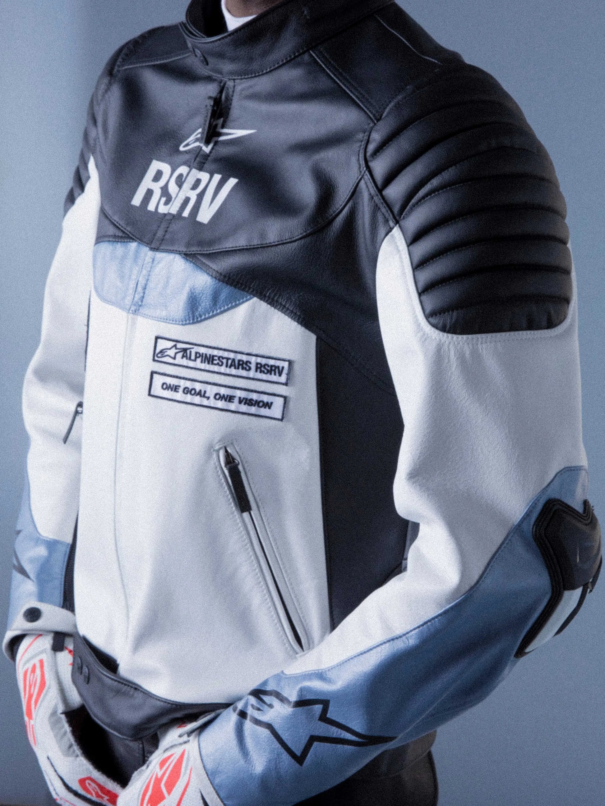 RSRV Threadline Leather Jacket Unisex-Motorcycle Race Suit