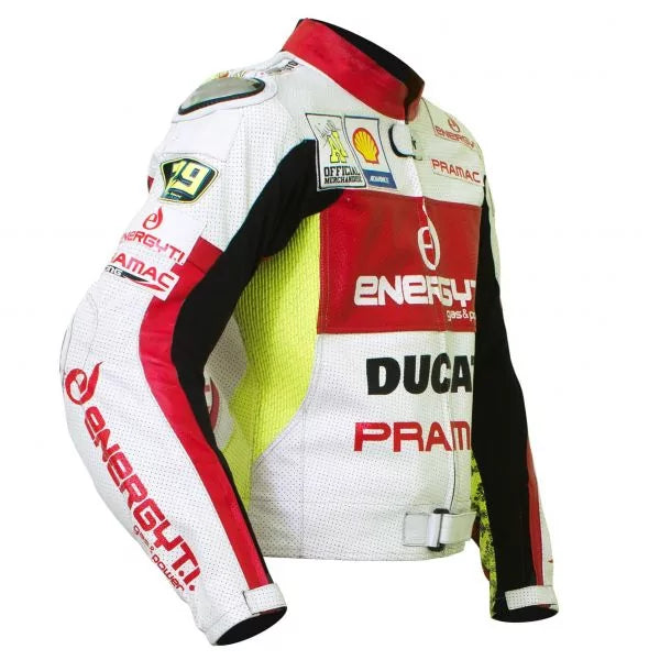 Ducati White Leather Jacket-Motorcycle Race Suit