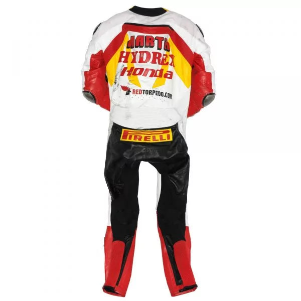 White Leather Suit Guy Martin Honda 2009-Motorcycle Race Suit