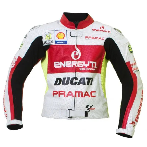 Ducati White Leather Jacket-Motorcycle Race Suit