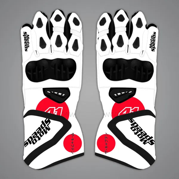 All White Motorcycle Gloves Aleix Espargaro Winter Test 2024-Motorcycle Race Suit
