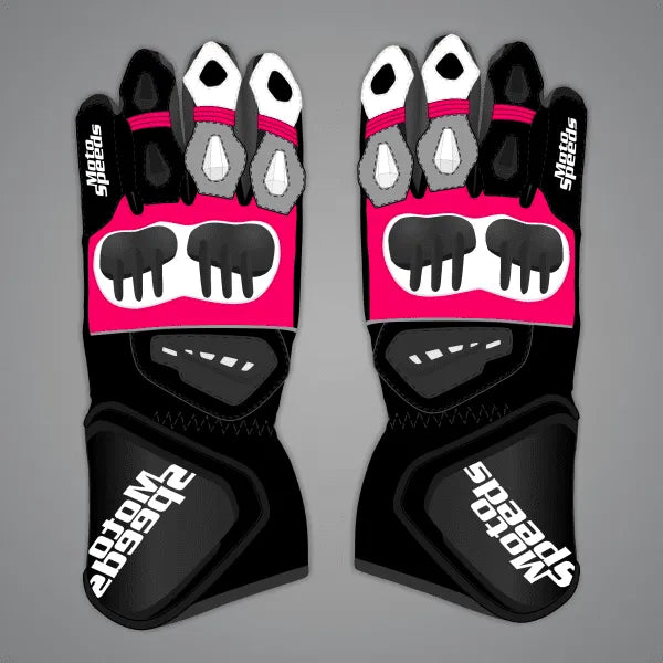 Pink and Black Motorcycle Gloves Alex Lowes SBK 2023-Motorcycle Race Suit