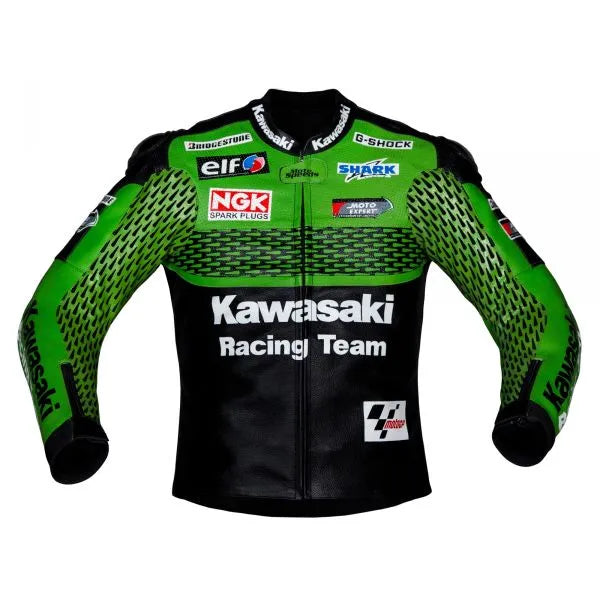 Kawasaki Racing Jacket Leather-Motorcycle Race Suit