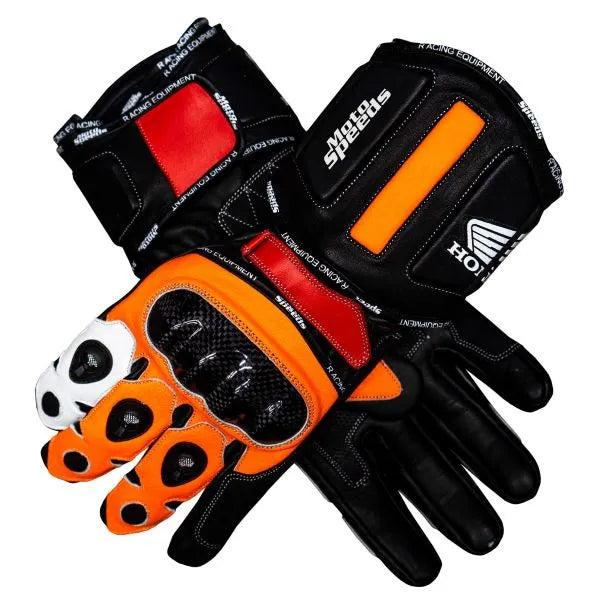 Black Leather Gloves Motorcycle Honda-Motorcycle Race Suit