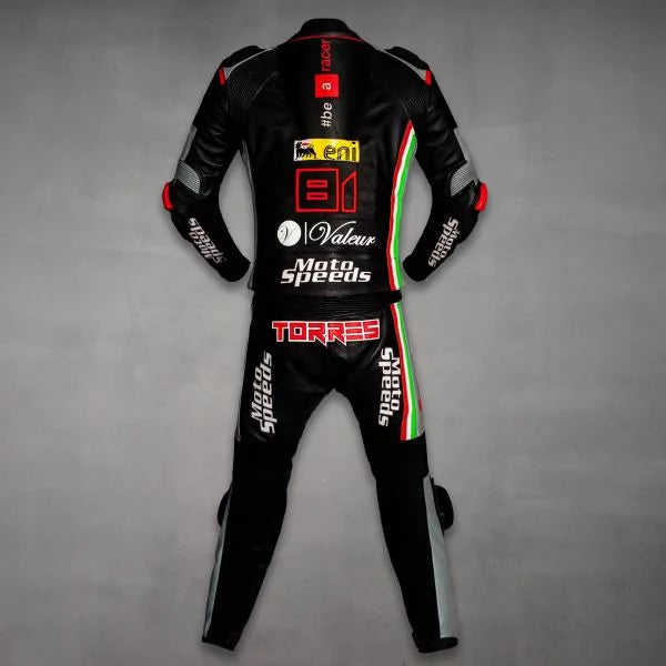 Black Leather Racing Suit Jordi Torres 2015-Motorcycle Race Suit