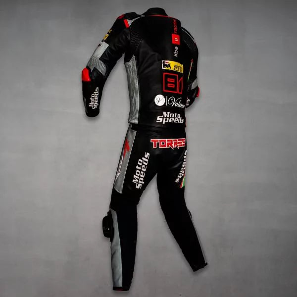 Black Leather Racing Suit Jordi Torres 2015-Motorcycle Race Suit