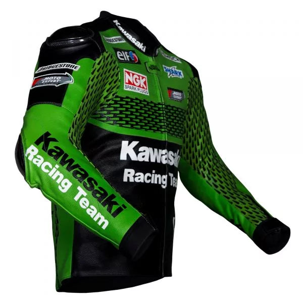 Kawasaki Racing Jacket Leather-Motorcycle Race Suit