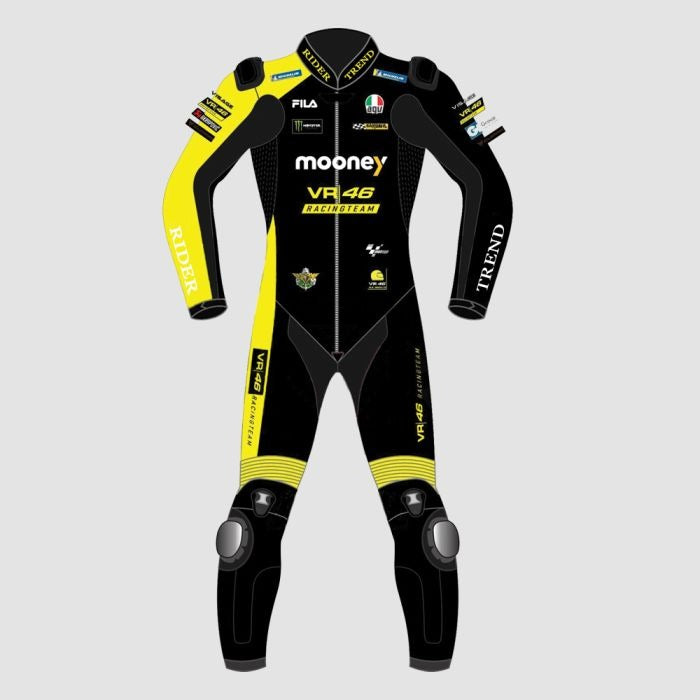 Marco Bezzecchi Mooney VR46 Motorbike Leather Suit 2022-Motorcycle Race Suit