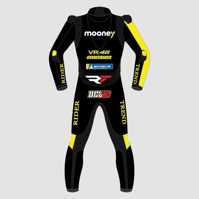 Marco Bezzecchi Mooney VR46 Motorbike Leather Suit 2022-Motorcycle Race Suit