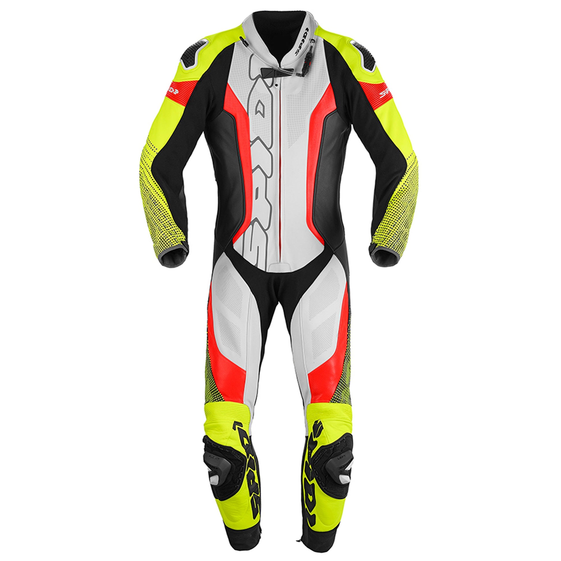 Spidi Supersonic Perforated Pro Leather Race Suit [Black/Flo. Yellow-Motorcycle Race Suit